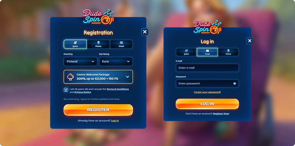 Dudespin Casino Login and Registration